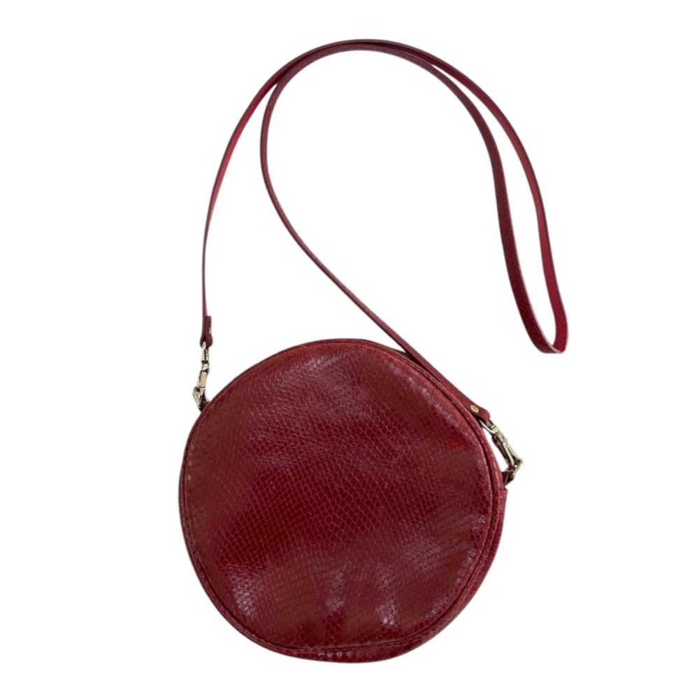 Punto Fibbia Italy Snakeskin Leather Circle Round Crossbody